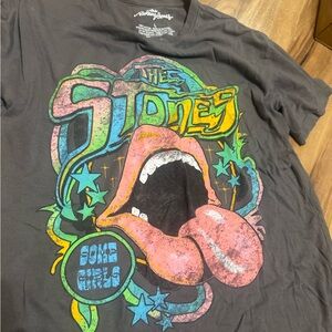The Rolling Stones Black Tee with Vibrant Accents